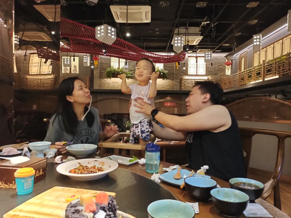 Yummy food with my happy family